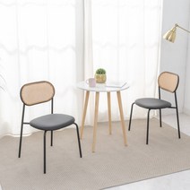 노아가구 츄 라탄 인테리어 카페 의자 2p, 블랙