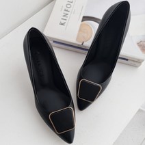 여성용 스퀘어 골드장식 펌프스 하이힐 7cm