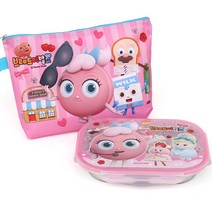브레드이발소 아동용 스텐 식판 도시락 + 마카롱 가방 세트 PP038, 혼합색상, 식판 도시락 + 가방