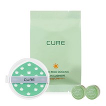 김정문알로에 큐어 쿨링 선쿠션 리필 SPF50+ PA++++ + 미니 2X 크림 3.5g x 2p 세트, 1세트