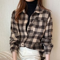 포플러앤씨 멜디아 체크 셔츠 블라우스
