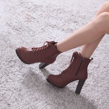 르본디 수제화 스틸레토 가보시 옆지퍼 발편한 하이힐 앵클부츠 10cm