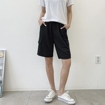 가비진 여성용 밴딩 5부 카고 트레이닝 반바지