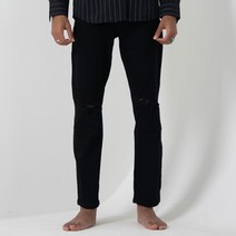 골드퍼센트 남성용 빈티지 무릎절개 슬림 블랙진