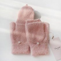 바비수 여성용 조엠 진주포인트 벙어리 반장갑