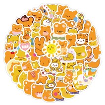 스팩트 팬시 스티커 랜덤발송, 100개, 오렌지 베어