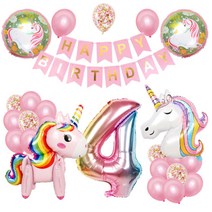 마켓감성 숫자초이스 유니콘 풍선세트, 4, 1세트
