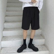 남성용 블랙101 하네그라 데일리 핀턱 와이드 반바지 A235MF01314