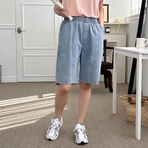 투디오션 여성용 허리밴딩 청5부 반바지