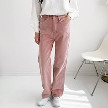 헤이진 여성용 빈티지 골덴 스판 일자 팬츠