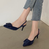라블 버클 스퀘어장식 슬링백 힐 7cm