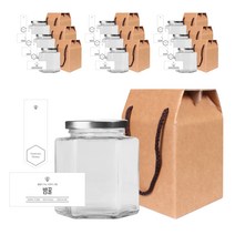육각 꿀병 680ml + 캡 실버 + 심플 밤꿀 스티커 S + 봉인스티커 + 박스 세트, 10세트