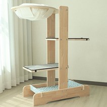 캣츠빌 고무나무 UV코팅 원목 아쭈 캣타워 H A타입, 아이보리(천해먹 상단), 스카이블루(하단), 그레이(카페트), 1개