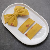 핸날 여아용 러브 리본 집게핀 + 똑딱핀 2p 세트