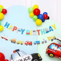 자동차 생일가랜드 세트, 혼합색상, 1세트