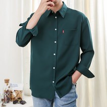 남성용 솔리드 오버핏 링클프리 긴팔 셔츠