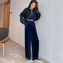 안다로미 여성용 슬림라인 벨벳 팬츠