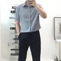 남성용 오버핏 기본 시원한 린넨 셔츠