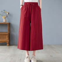 레몬소울 여성용 헤와 밴딩 와이드 8부팬츠