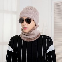 나야스타일 남녀공용 스포츠 방한 비니 + 넥워머 세트 DJBG-22-1, 베이지