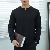 언탭트 남성용 빅사이즈 V 슬릿 긴팔 티셔츠