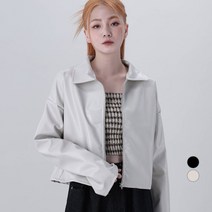 어썸어라운드 여성용 레더 크롭 자켓