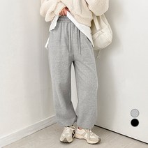 밀키버터 여성용 기모 데일리 밴딩 조거 팬츠