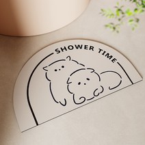 센스팟 규조토 반달 발매트 2p, 화이트 냥이
