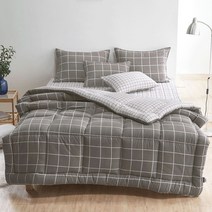 이블랑 심플체크 고밀도 워싱 차렵이불 베개패드 세트