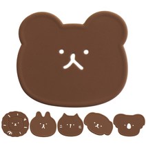에이드엘 애니멀 실리콘 컵받침 6종 세트, 초코브라운
