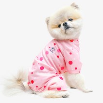 리얼펫 강아지 도트 올인원, 핑크