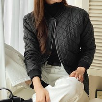 플랜데이 여성용 베이직 레자 퀄팅 누빔 자켓