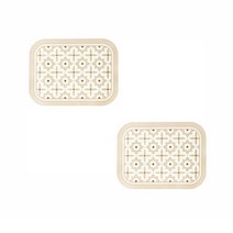 나우필 프로방스 방수 식탁매트 2p, 40 x 30 cm, 플라워 베이지