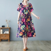 레몬소울 레이먼 꽃밭 패턴 반팔 원피스