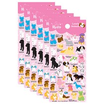 쁘띠팬시 러블리 강아지 폭신 스티커 DA5103A, 혼합색상, 6개