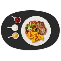 엘로니 파파 에그 실리콘 테이블 매트, 블랙, (428 x 288mm)