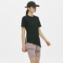 뮬라웨어 여성용 네츄럴 슬럽 사이드 슬릿 숏슬리브 티 MWSCTS142