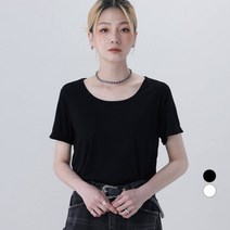 어썸어라운드 여성용 베이직 U넥 반팔 티셔츠