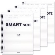 뭉구 스마트 절취 PP 노트, 화이트, 4개