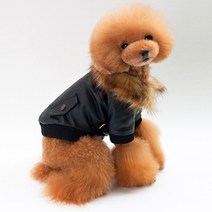 MING Z 강아지 고양이 무스탕 퍼 자켓, 블랙