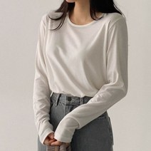 에이와비 여성용 심플 베이직 유넥 티셔츠