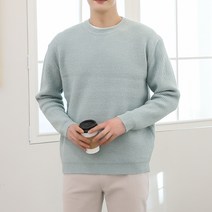 플레이즈 남성용 드롭숄더 라운드넥 하찌 니트 티셔츠