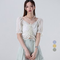 어썸어라운드 여성용 플라워 셔링 프릴 블라우스