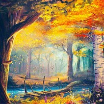 밀스턴 5D 비즈 계절풍경 다이아몬드십자수 DIY 키트 30 x 40 cm, 단풍풍경, 1세트