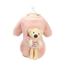 딩동펫 반려동물 곰돌이 인형 부클티셔츠, 핑크