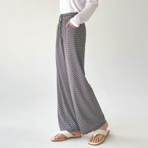 플랜데이 여성용 데일리 포인트 패턴 밴딩 와이드 팬츠