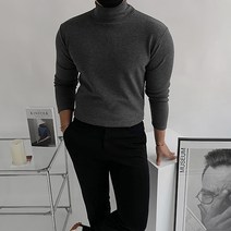 남자다잉 남성용 데일리 머슬핏 스판 반목폴라 니트