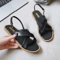 뮤베아 여성용 플랫 웨지힐 크로스 샌들 WS317