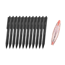 모나미 볼펜 FX 153 1.0mm 12p + 노크식 수정테이프 SWIP 세트, 블랙(볼펜), 랜덤발송(수정테이프), 1세트