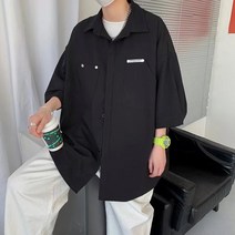 남성용 블랙101 컬러 나트론 반팔 7부 카고 셔츠 B234MF00063
